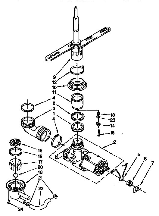 Pump and spray arm