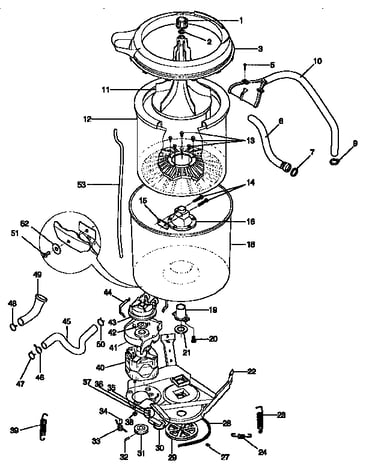Tub, basket, and agitator