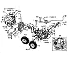 Troybilt 12068 wheel speed lever, belt drive system, engines, wheels diagram