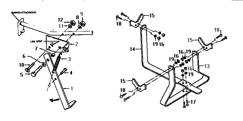 Kickstand/tine attachment cradle