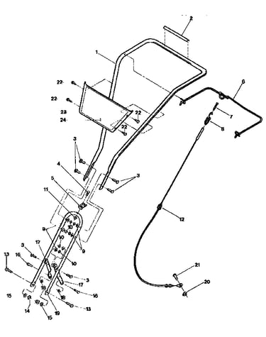 Handlebars, forward clutch cable, and handlebar mtg hardwar