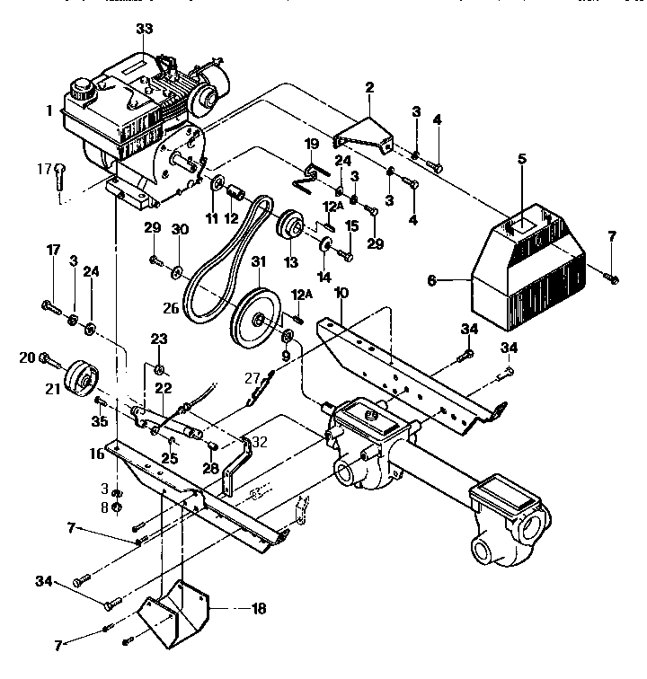 Engine, engine brackets, and forward drive mechanism