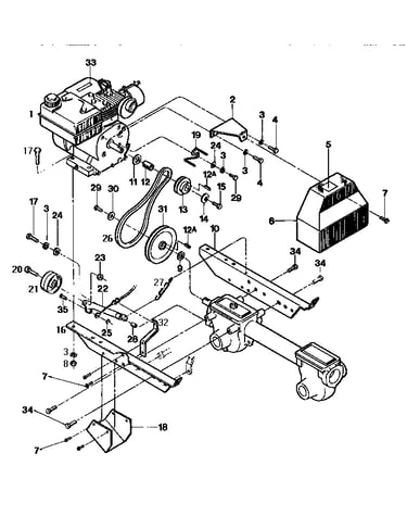 Engine, engine brackets, and forward drive mechanism