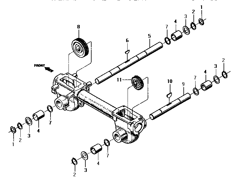 Wheel shaft and tiller shaft assemblies