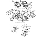 Troybilt 34021 engines, mower deck and blade assemblies diagram