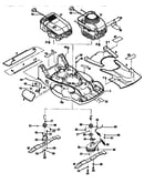 Engines, mower deck and blade assemblies