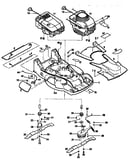 Engines, mower deck and blade assemblies