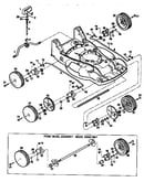 Cutting height control and wheel assemblies