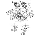 Troybilt 34311 engines, mower deck, and blade assemblies diagram