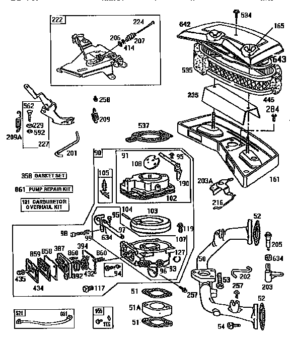 AIR CLEANER BODY AND CARBURETOR ASSEMBLY