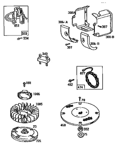 Blower housing and flywheel assembly