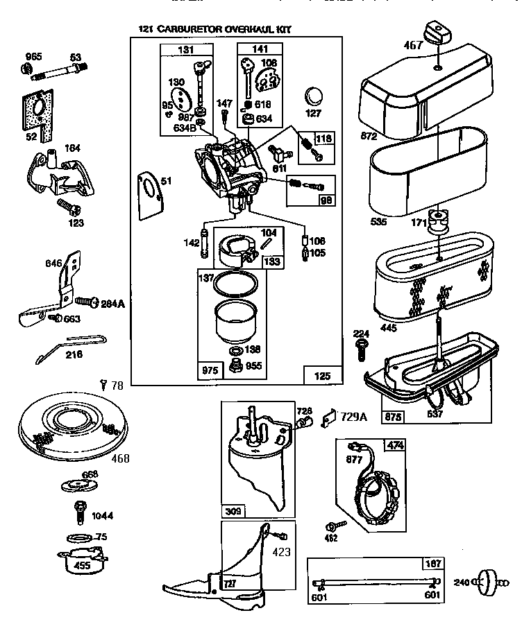 Carburetor and air cleaner assembly