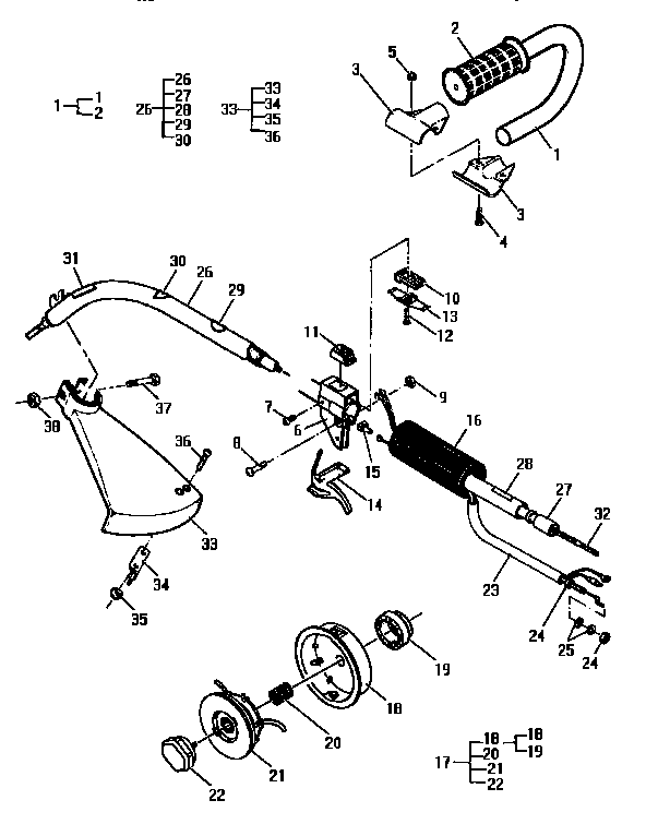 Shaft/shield/cutter assembly