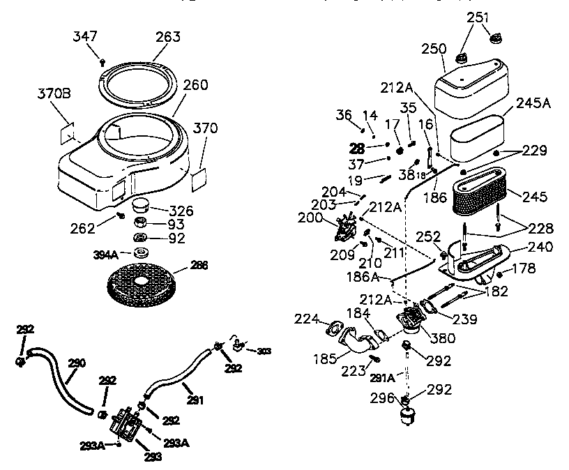 BLOWER HOUSING AND AIR CLEANER ASSEMBLY