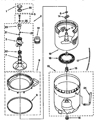 Agitator, basket and tub