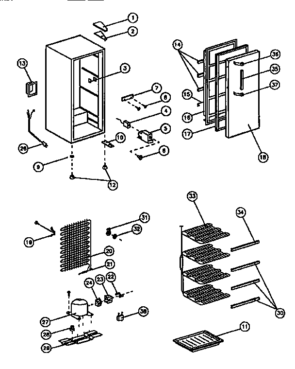Upright freezer parts