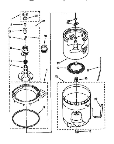 Agitator, basket and tub
