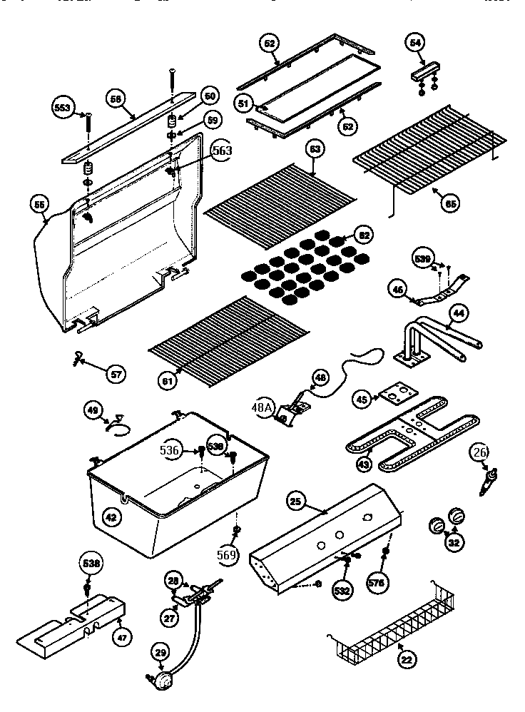 Grill and burner section