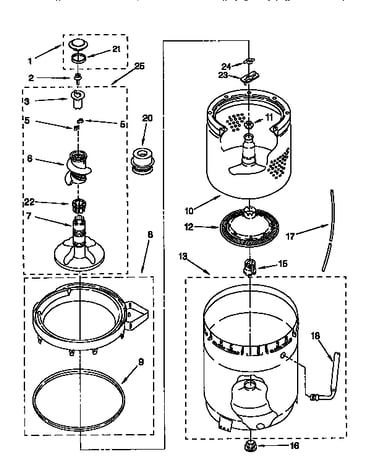 Agitator, basket and tub