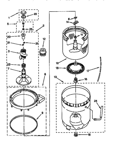 Agitator, basket and tub