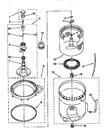 Agitator, basket and tub