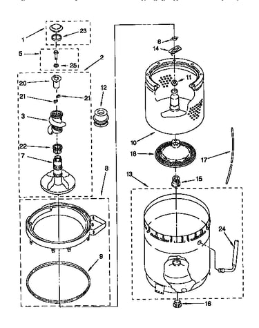 Agitator, basket and tub