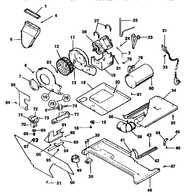 Dryer, motor, blower, belt