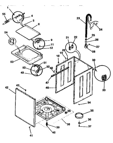 Washer-cabinet, top panel, base