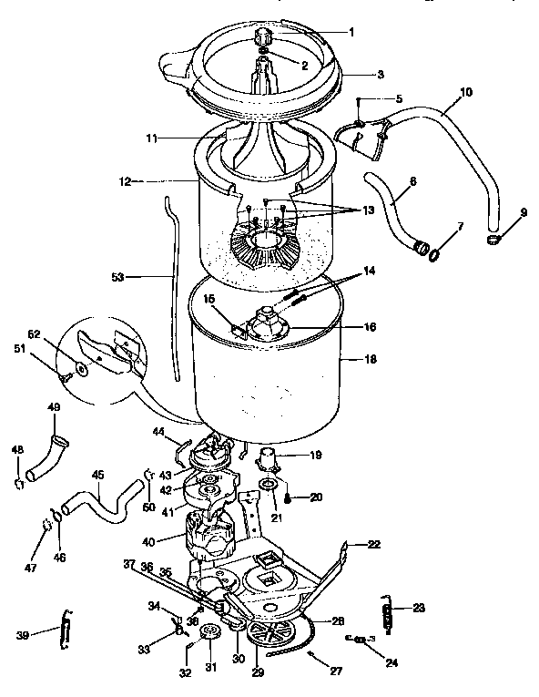 Tub, basket, and agitator