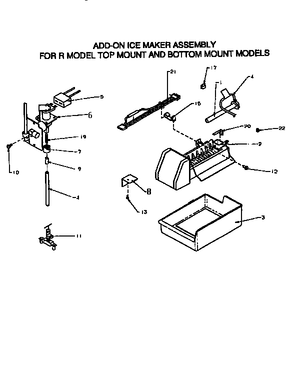 Add-on ice maker assembly