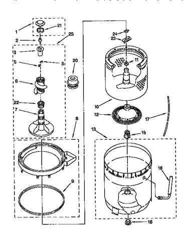 Agitator, basket and tub