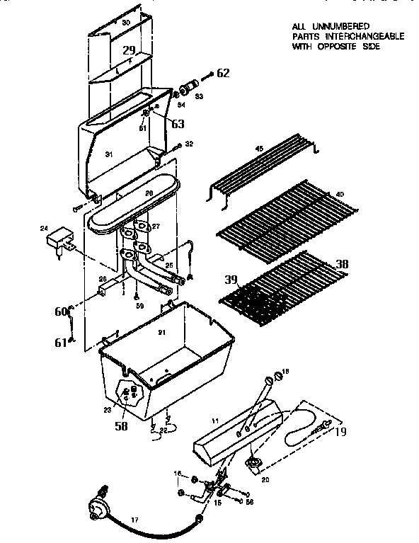 Grill and burner section