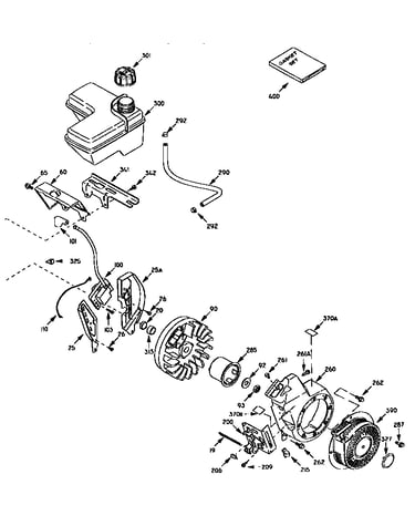 Fuel tank and flywheel assembly