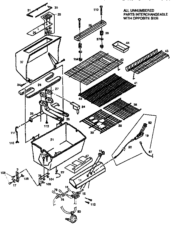 Grill and burner section