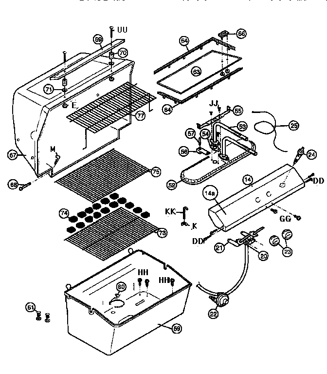 Grill and burner section