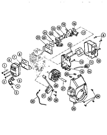 Carburetor and muffler assemblies