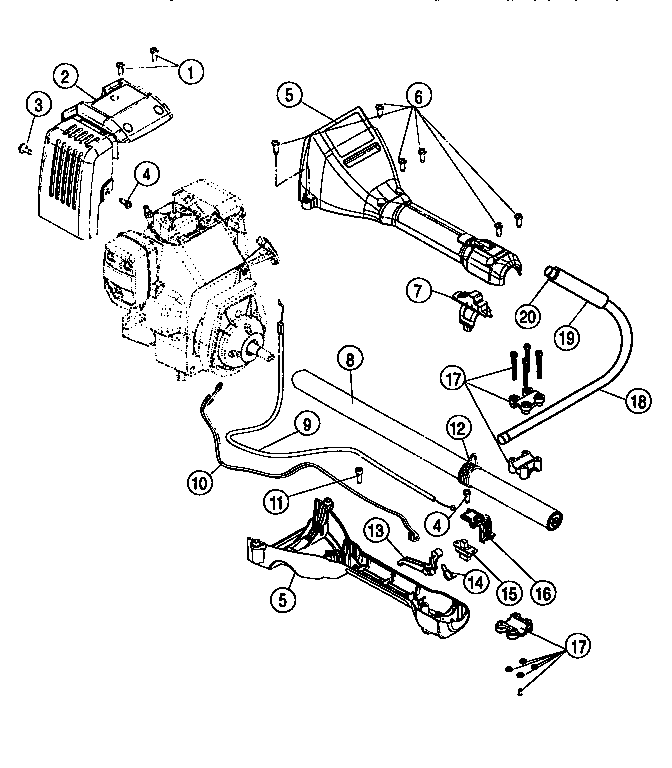Handle and upper boom assembly