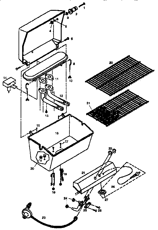 Grill and burner section