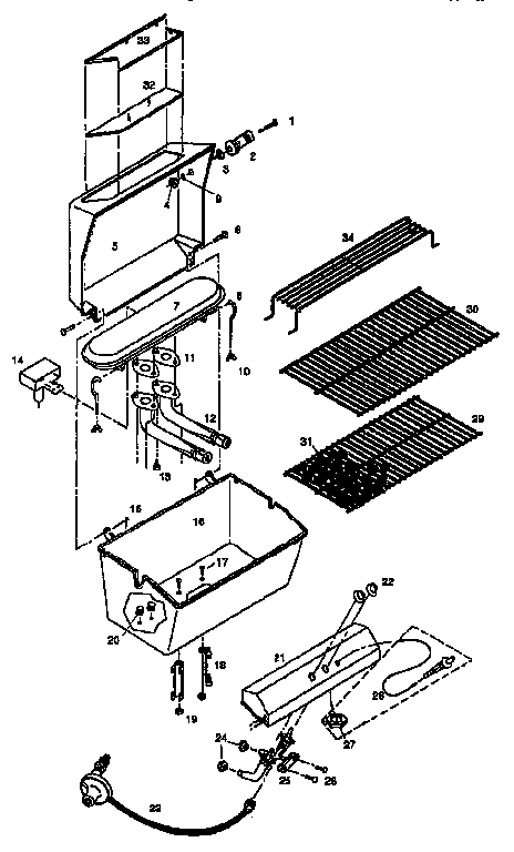 Grill and burner section