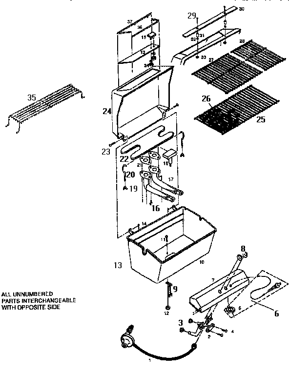 Grill and burner section