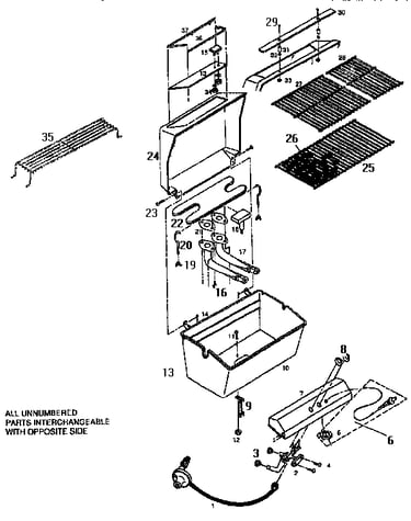 Grill and burner section