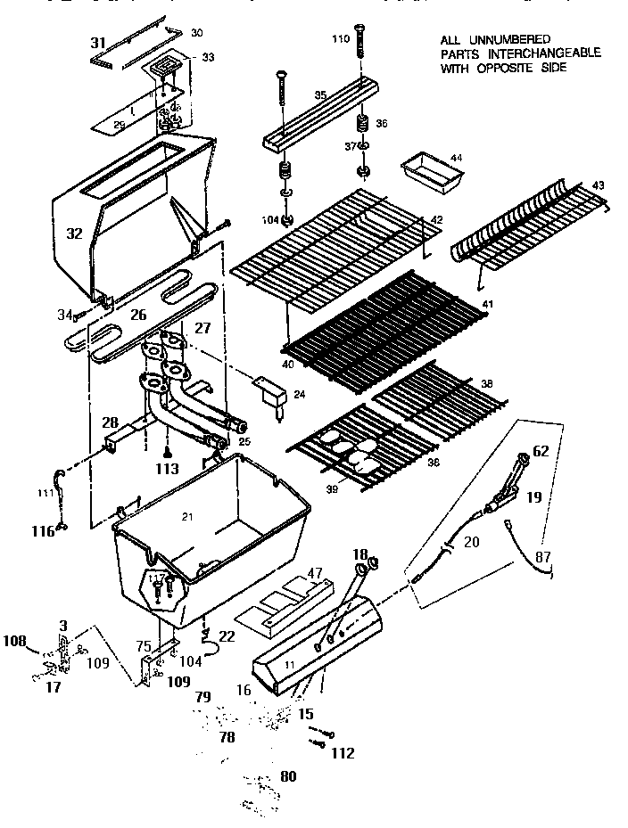 Grill and burner section