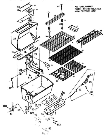 Grill and burner section