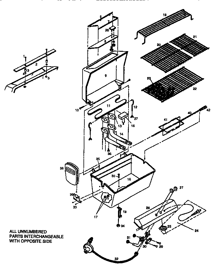 Grill and burner section
