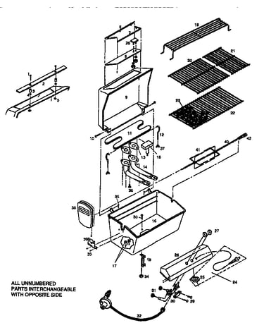Grill and burner section