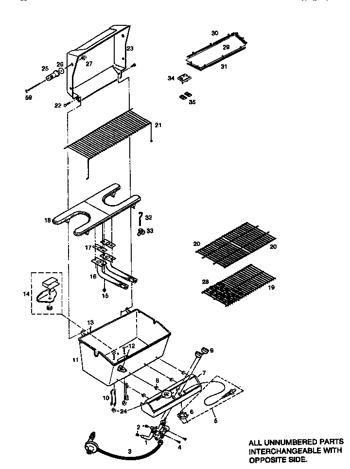 Grill and burner section