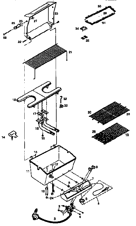 Grill and burner section