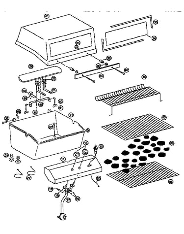 Grill and burner section