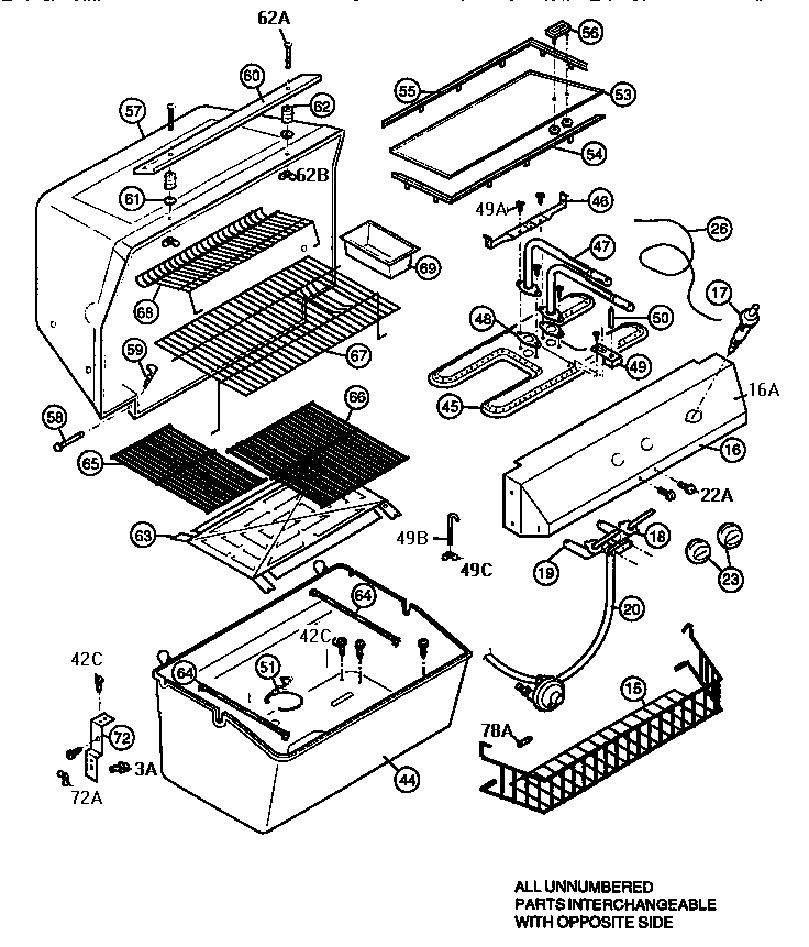 Grill and burner section