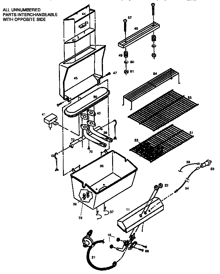 Grill and burner section